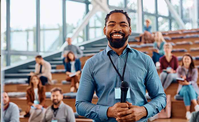 Happy presenter after being a great presentation